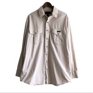 Ridge Riders Vintage Western Button Down Long Sleeve Shirt Top Cream